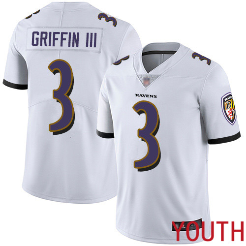 Baltimore Ravens Limited White Youth Robert Griffin III Road Jersey NFL Football #3 Vapor Untouchable->nfl t-shirts->Sports Accessory